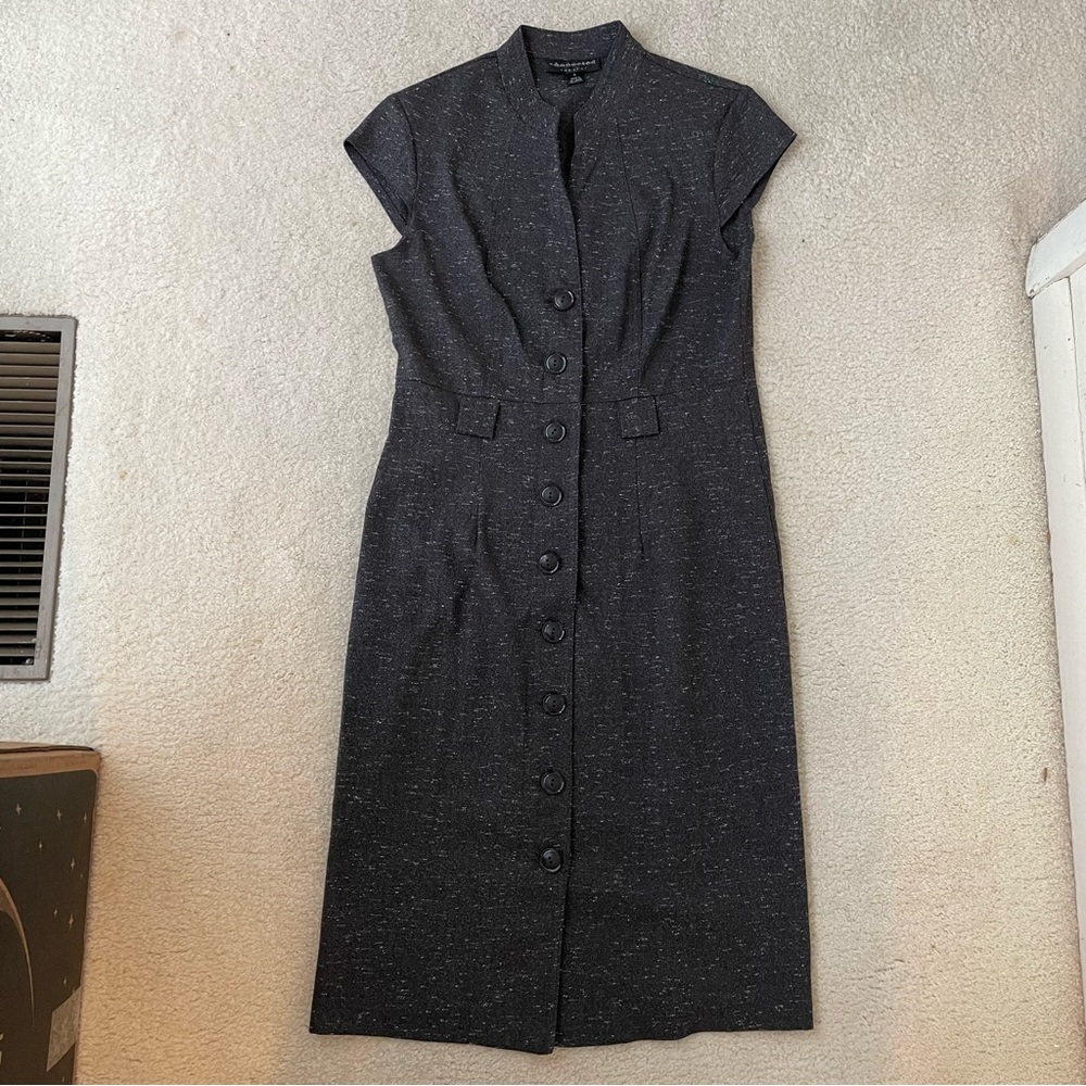Elegant Connected Apparel Gray Button-Down Dress